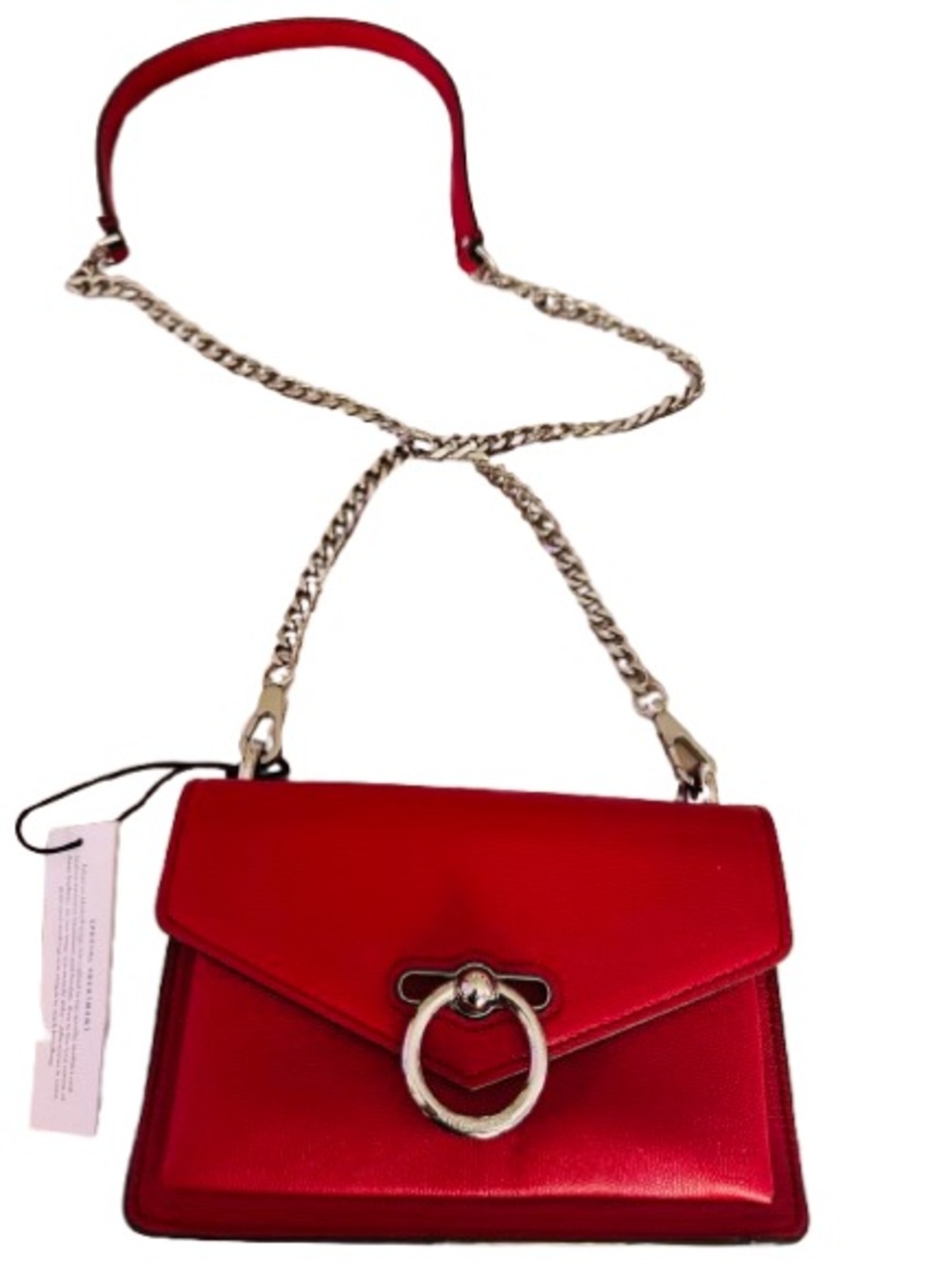 Rebecca Minkoff Red Leather Chain Strap Crossbody with Ring Detail